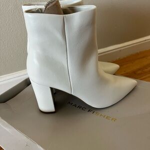 Marc Fisher Cream Heeled Ankle Boots